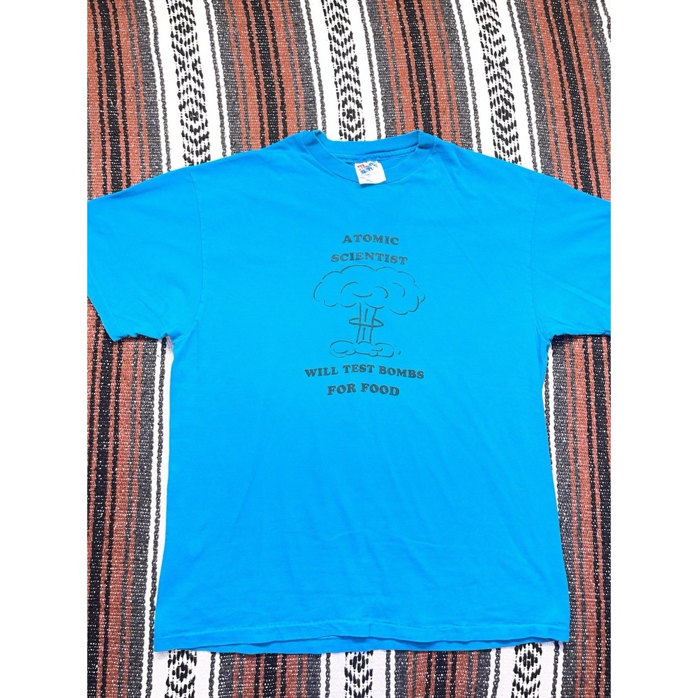 Vintage 80s T Shirt Mens Medium Teal Hanes Beefy